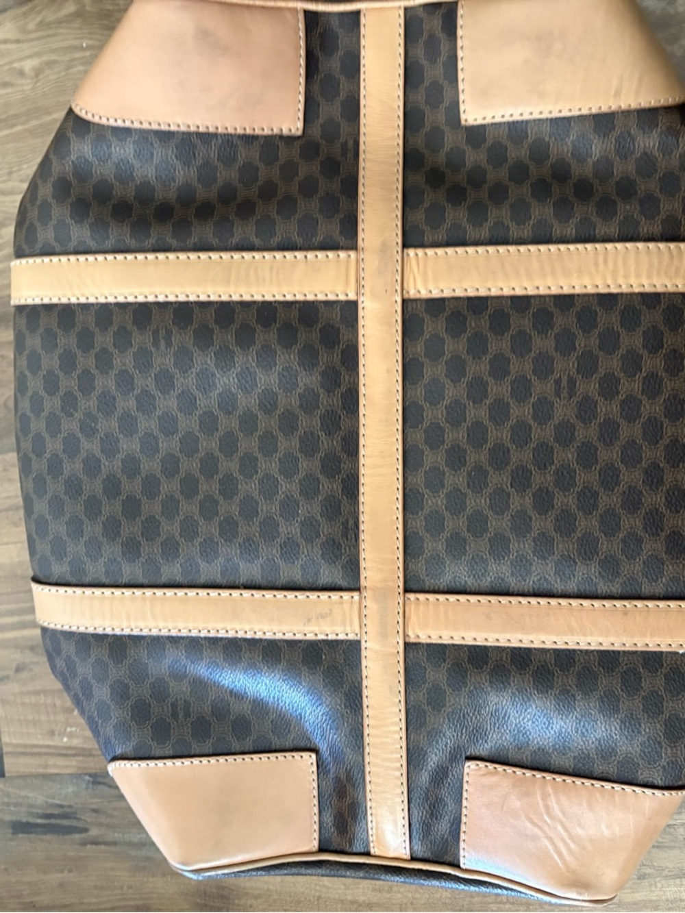 Celine Brown Monogram Travel Tote with Tan Trim - Picture 4 of 6